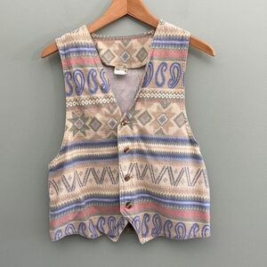 Vivaldi Vintage Southwestern Vest Womens Medium Aztec Button Up Cotton Western